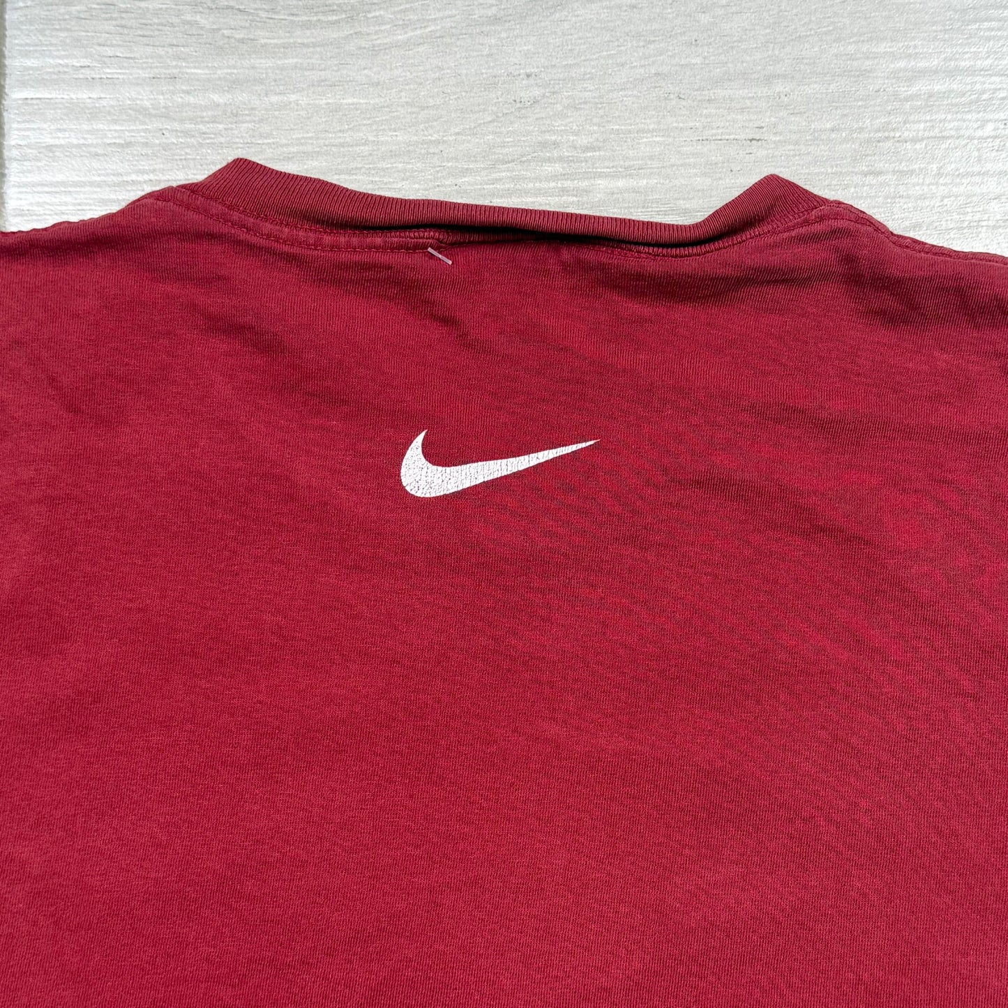 Vintage 90s Nike Oval Center Swoosh Graphic T-Shirt Maroon (XXL)