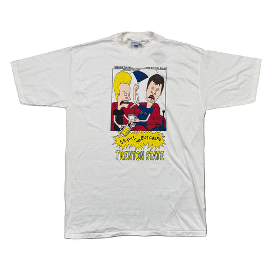 Vintage 90s Beavis and Butt-Head Trenton State Beer Bong Cartoon T-Shirt (XL)