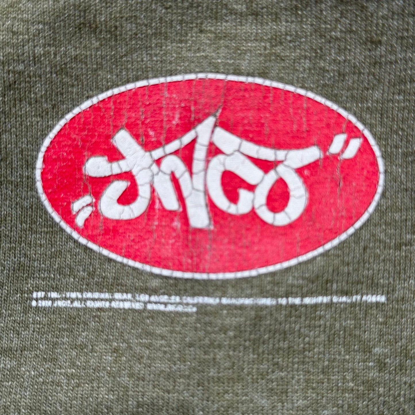 JNCO Vintage 90s Khaki Green Headphones Blueprint Graphic T-Shirt (L)