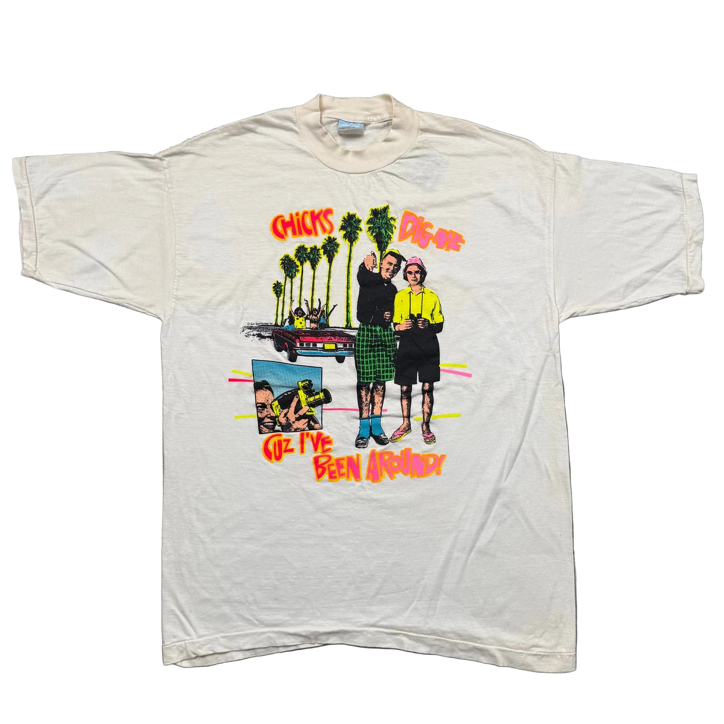 Vintage 80s Sun Sportswear Chicks Dig Me Cuz I've Been Around T-Shirt (XL)