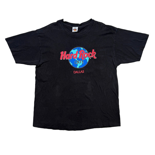 Vintage 90s Hard Rock Cafe Dallas Earth Globe Logo T-Shirt (XL)