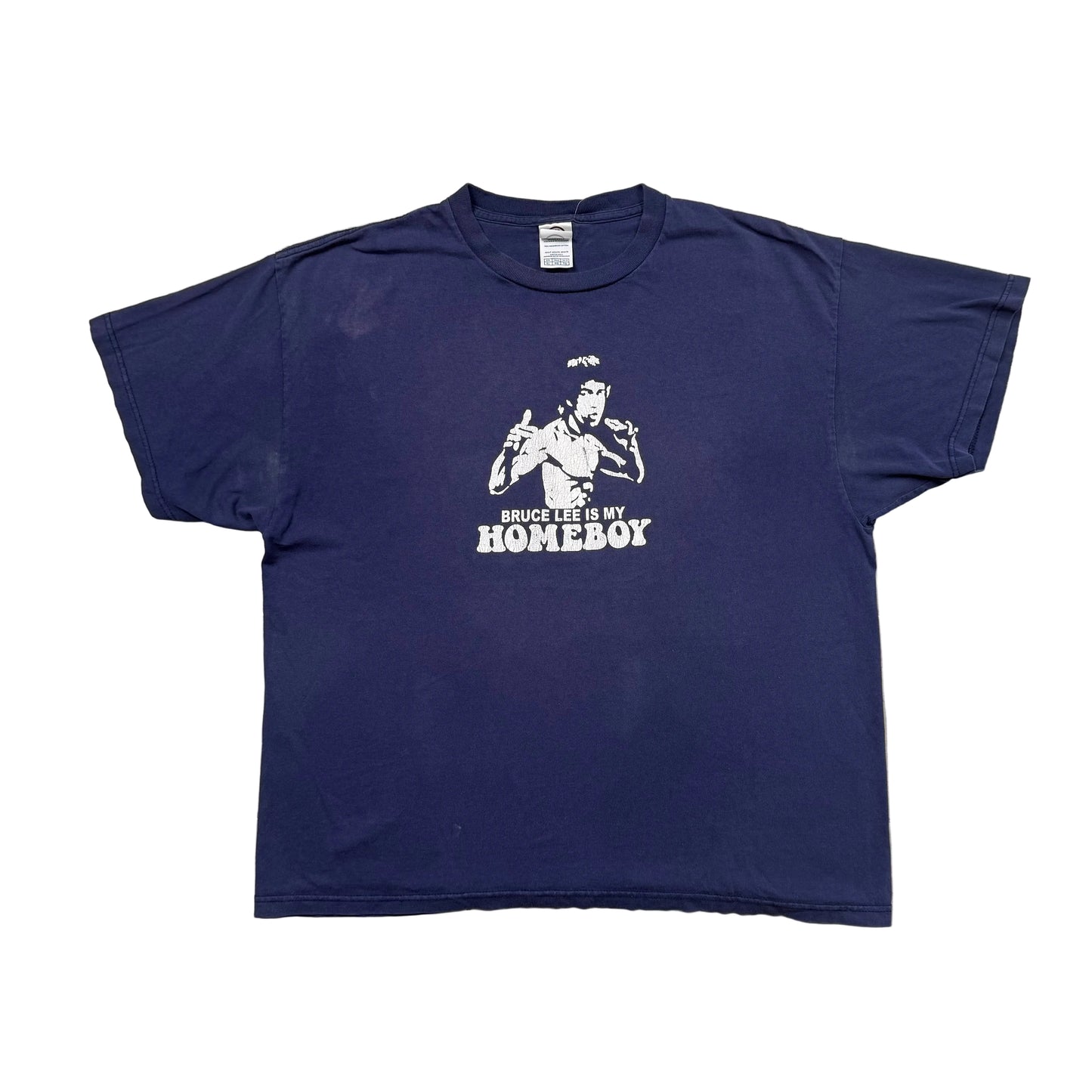 Vintage Bruce Lee Is My Homeboy Graphic T-Shirt Y2K Navy (XL)