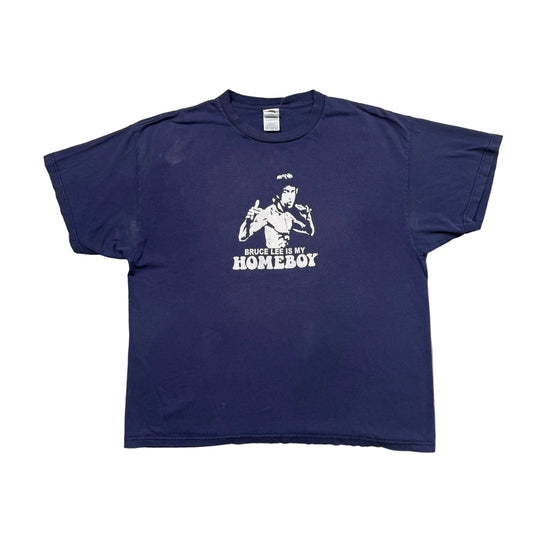 Vintage Bruce Lee Is My Homeboy Graphic T-Shirt Y2K Navy (XL)