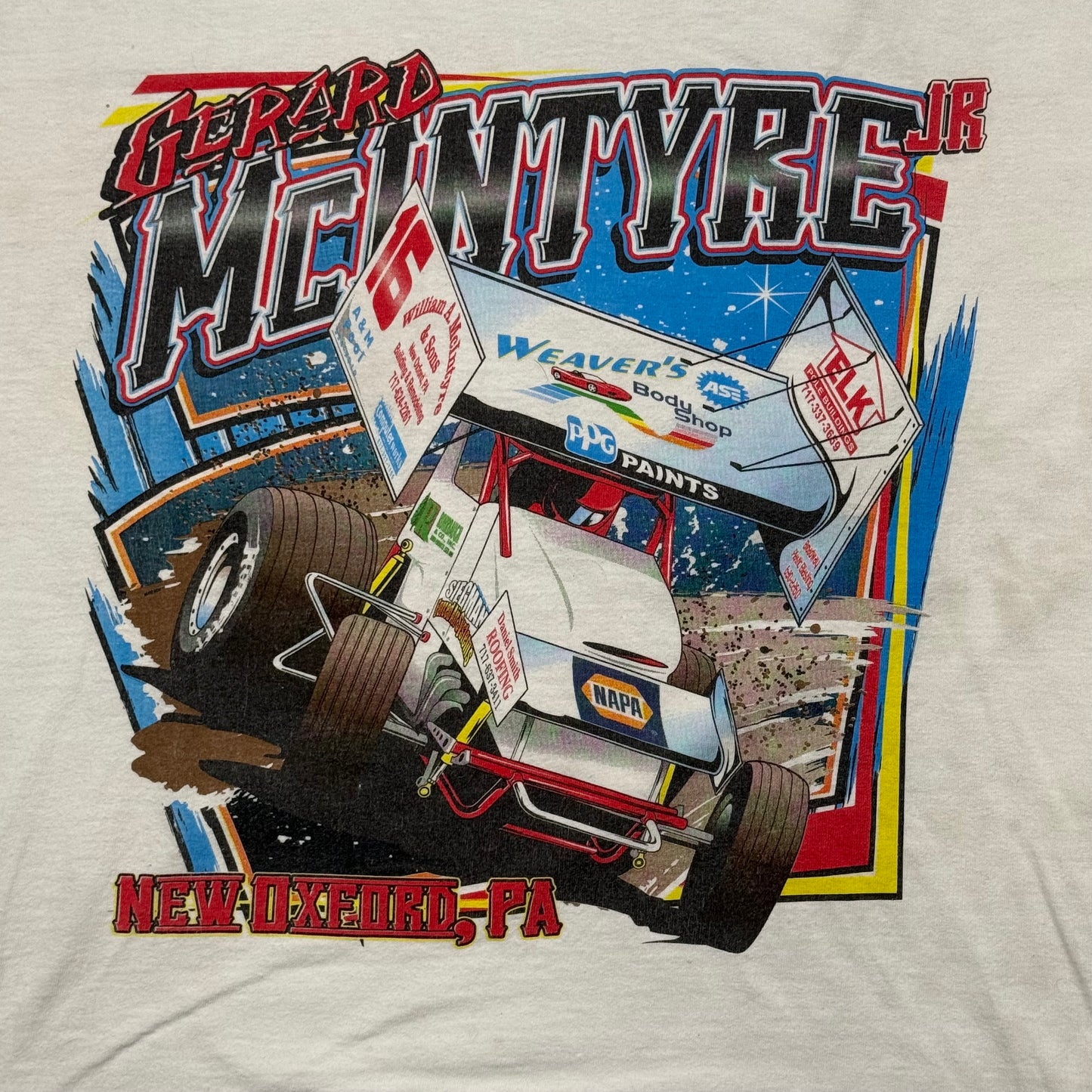 Vintage Gerard McIntyre Jr. Sprint Car Racing T-Shirt New Oxford PA (XL)