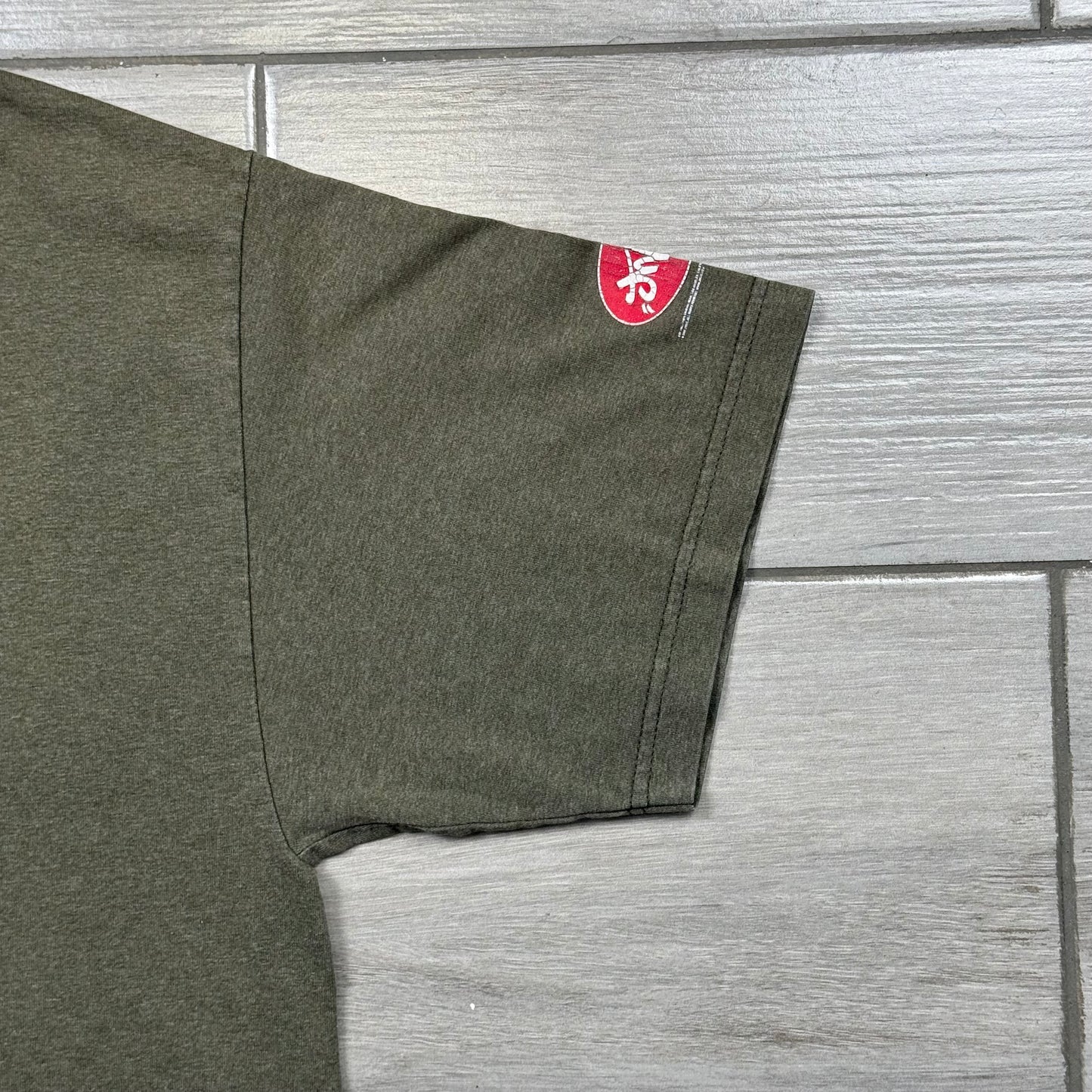 JNCO Vintage 90s Khaki Green Headphones Blueprint Graphic T-Shirt (L)