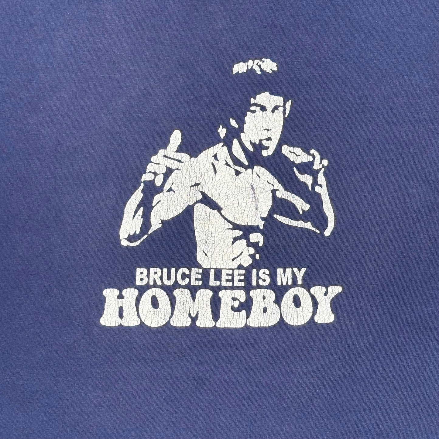 Vintage Bruce Lee Is My Homeboy Graphic T-Shirt Y2K Navy (XL)