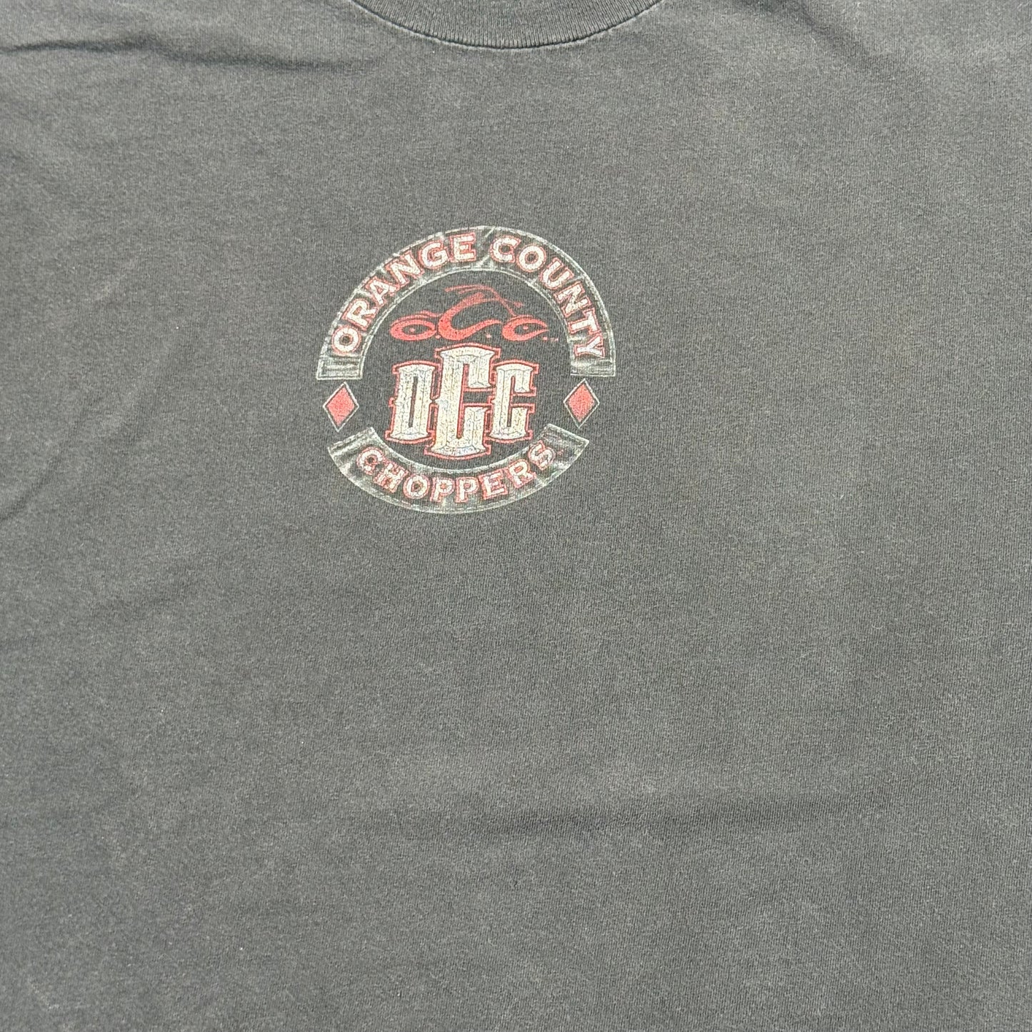 Vintage Y2K Orange County Choppers Faded Black Biker Graphic T-Shirt (XL)